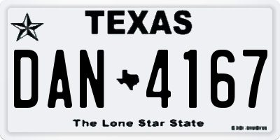 TX license plate DAN4167