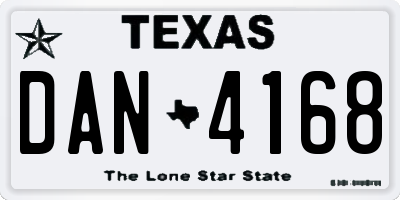 TX license plate DAN4168