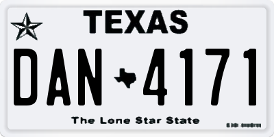 TX license plate DAN4171