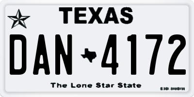 TX license plate DAN4172