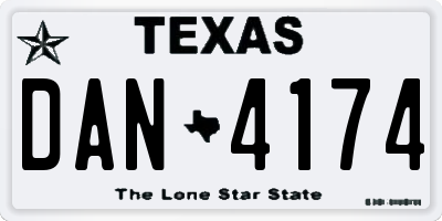TX license plate DAN4174