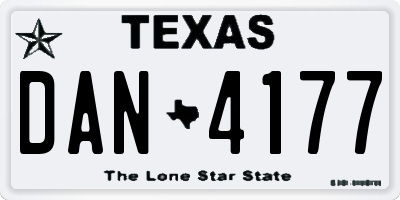 TX license plate DAN4177
