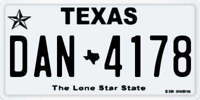 TX license plate DAN4178