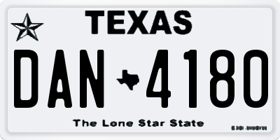 TX license plate DAN4180