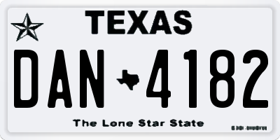 TX license plate DAN4182