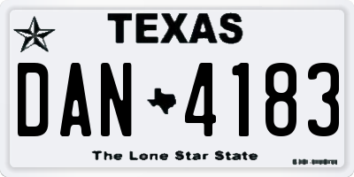 TX license plate DAN4183