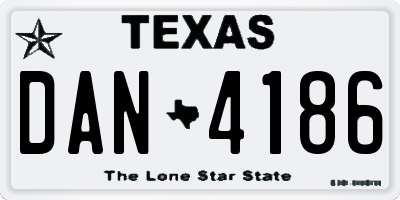 TX license plate DAN4186
