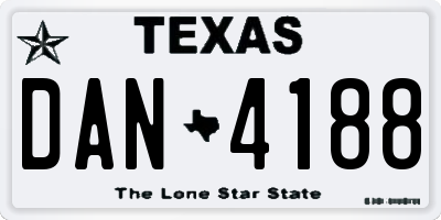 TX license plate DAN4188