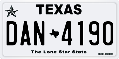 TX license plate DAN4190