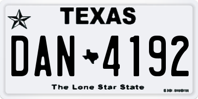 TX license plate DAN4192
