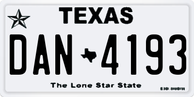 TX license plate DAN4193