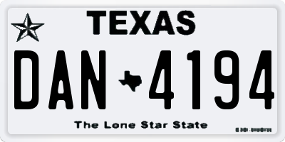 TX license plate DAN4194