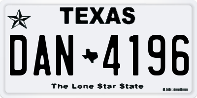 TX license plate DAN4196