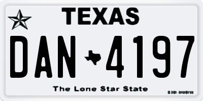 TX license plate DAN4197