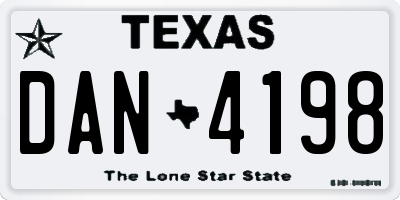 TX license plate DAN4198