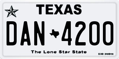 TX license plate DAN4200