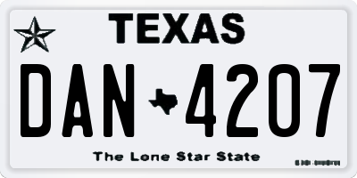TX license plate DAN4207
