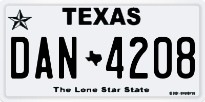 TX license plate DAN4208
