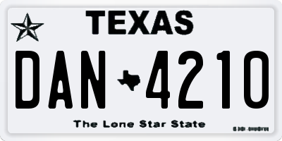 TX license plate DAN4210
