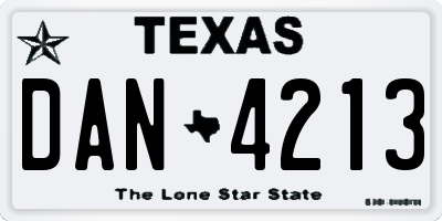 TX license plate DAN4213