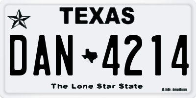 TX license plate DAN4214