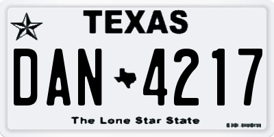 TX license plate DAN4217