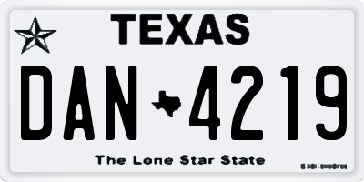 TX license plate DAN4219