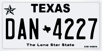 TX license plate DAN4227
