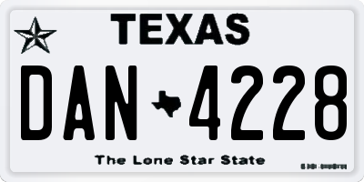TX license plate DAN4228