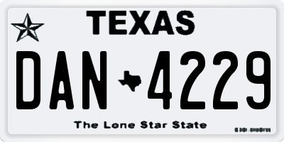 TX license plate DAN4229