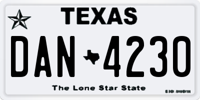 TX license plate DAN4230