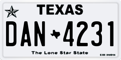 TX license plate DAN4231