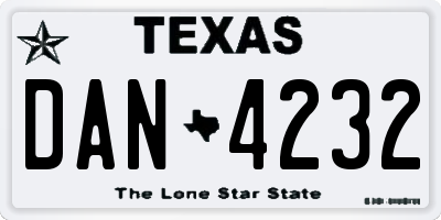 TX license plate DAN4232