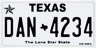 TX license plate DAN4234