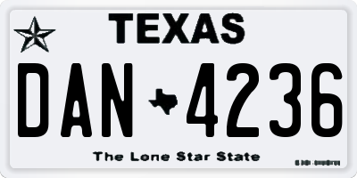 TX license plate DAN4236