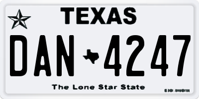 TX license plate DAN4247