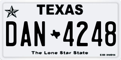 TX license plate DAN4248