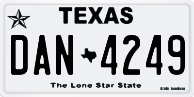 TX license plate DAN4249
