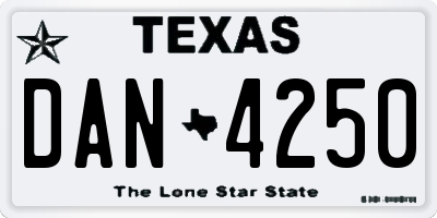 TX license plate DAN4250