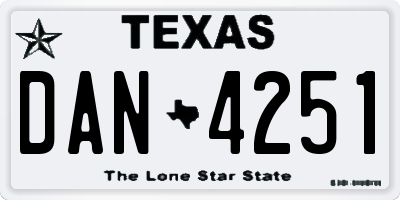 TX license plate DAN4251