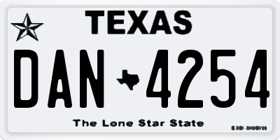 TX license plate DAN4254
