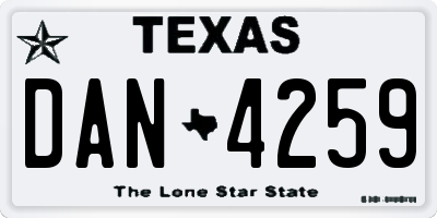 TX license plate DAN4259