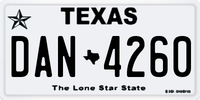 TX license plate DAN4260