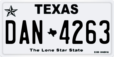 TX license plate DAN4263