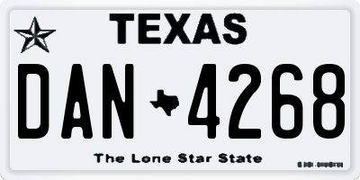 TX license plate DAN4268