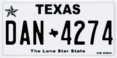 TX license plate DAN4274