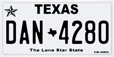 TX license plate DAN4280