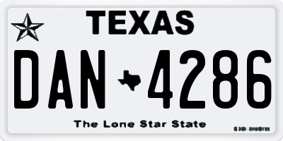 TX license plate DAN4286