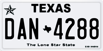 TX license plate DAN4288