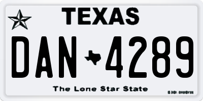 TX license plate DAN4289